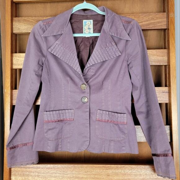 Burning Torch Anthropologie Mauve Blazer Jacket Sz S / P - Picture 1 of 7